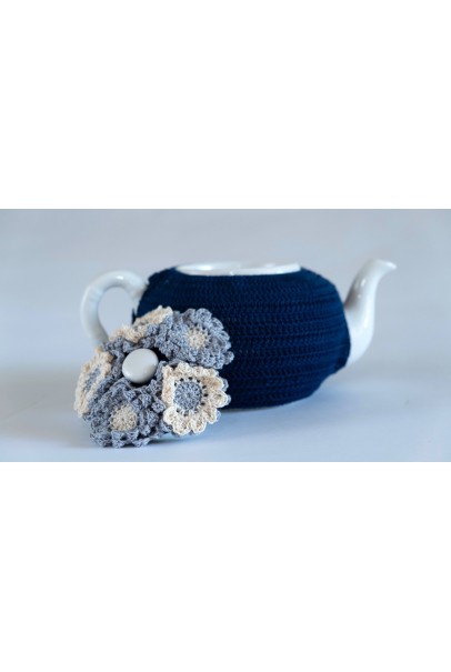 Happy Threads Handmade Crochet Tea Cozy (Blue)